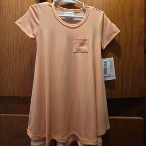 LuLaRoe Peach Short-Sleeve Pocket Swing Dress for Kids